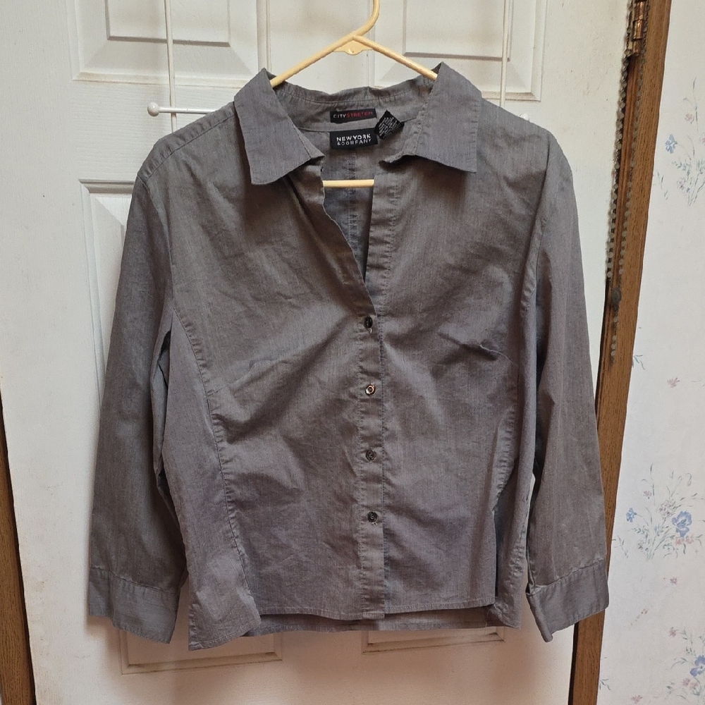 New York & Company Gray Button Down Shirt